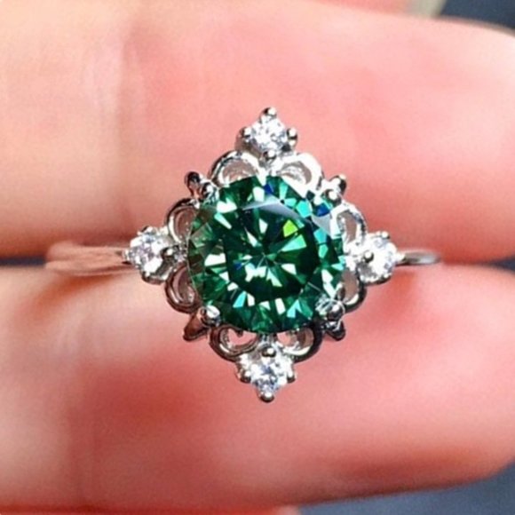 High Quality Zircon Ring Green Crystal CZ Rings For Women, HA4435-6 - Picture 5 of 6